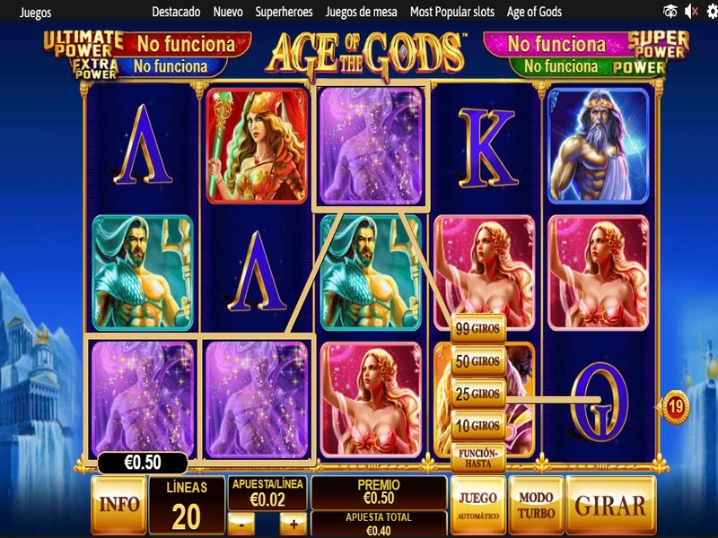 Jackpot en la slot Age of the Gods en Winner MX casino